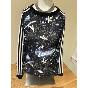 Adidas X Fiorucci Milky Way AOP‎ Athleisure Spellout L/M Fitted Tee Stripes